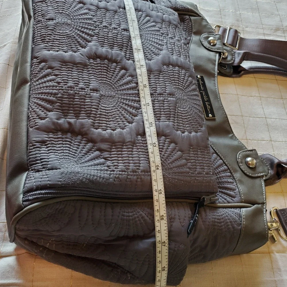 Petunia Pickle Bottom Convertible Diaper Bag‎ Backpack Tote Gray Floral Quilted